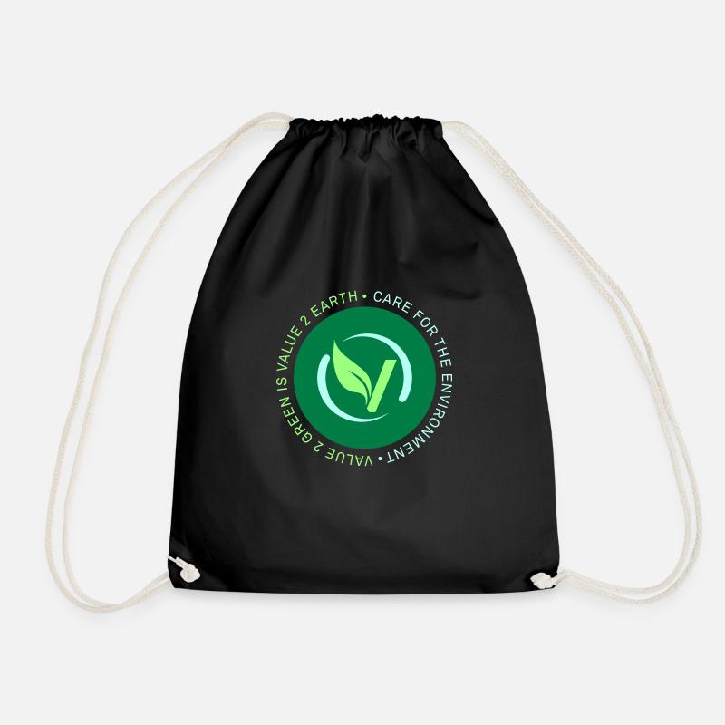 LABEL VALUE2GREEN - Drawstring Bag - black