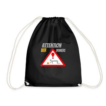 Attention! Beer drinkers - color version - Drawstring Bag - black - Front