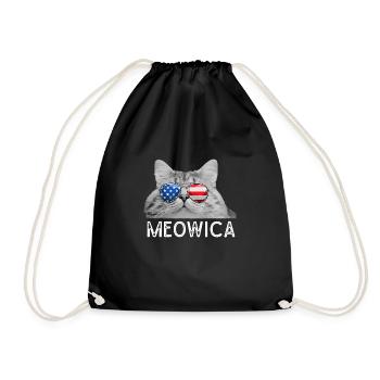 Cat 4 juillet Hommes Femmes USA Drapeau américain - Sac de sport léger - noir - Devant