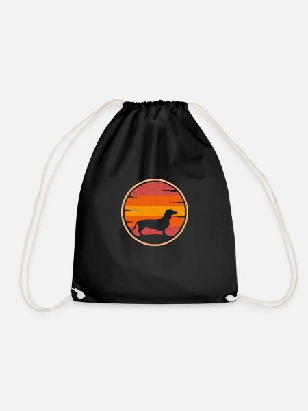 Dachshund retro dog owner dachshund mom dog - Drawstring Bag - black