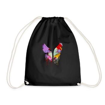 angelwings,wings,watercolor,colorful,angel wings - Drawstring Bag - black - Front