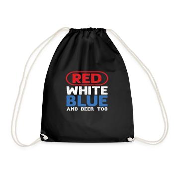 Red White Blue and Beer too - Drawstring Bag - black - Front