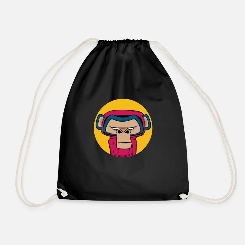 angry monkey - Drawstring Bag - black