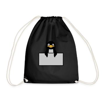 Alberner Penguin behind Schild - Drawstring Bag - black - Front