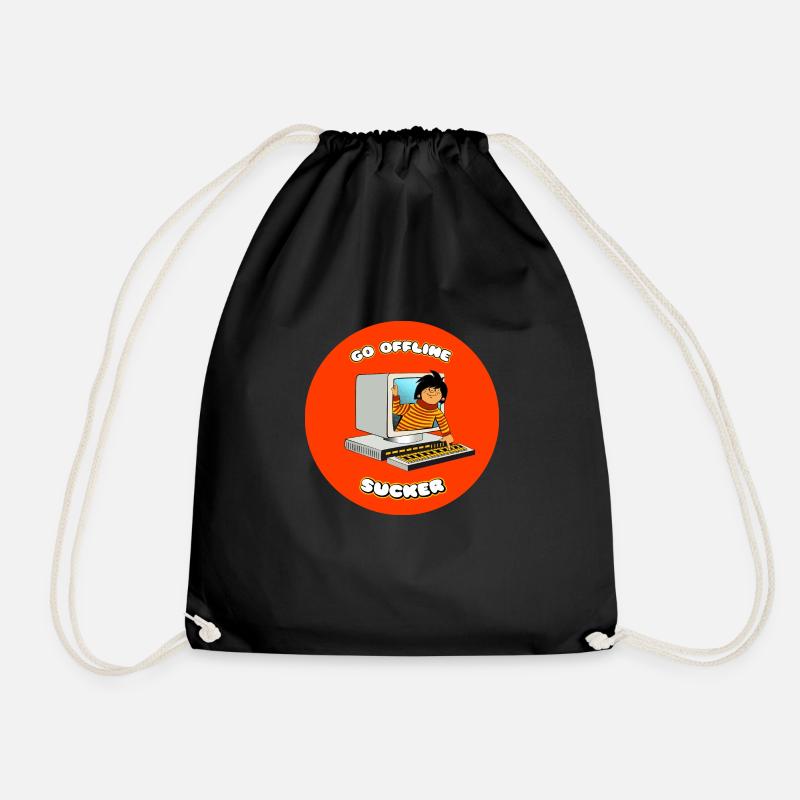 go offline - Drawstring Bag - black