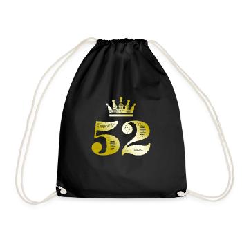 52 Zahl Krone Gold - Turnbeutel - Schwarz - Vorne