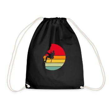 climber gift climbing block mountaineering mountain - Drawstring Bag - black - Front