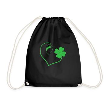 Sloth Shamrock Lucky Charm Love - Drawstring Bag - black - Front