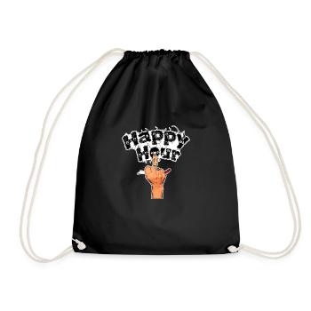 Happy hour girl with corkscrew - Drawstring Bag - black - Front