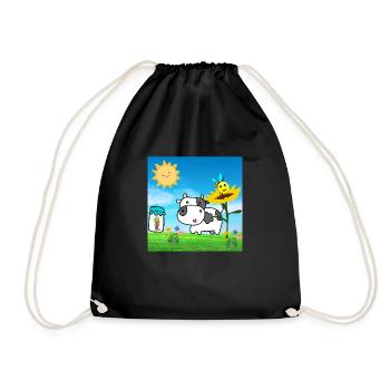 cow - Drawstring Bag - black - Front