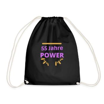 55 Jahre Power - Geburtstag - Jung geblieben - Turnbeutel - Schwarz - Vorne