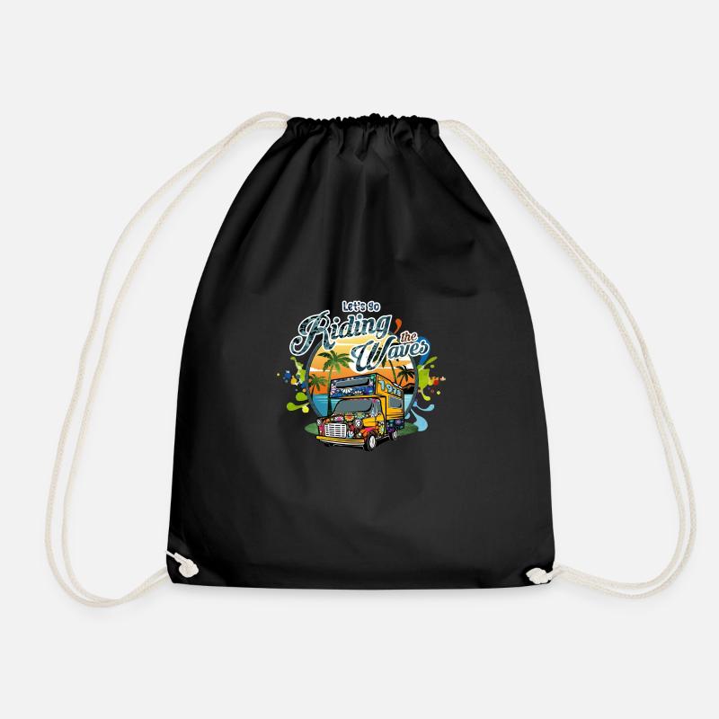 Let's Go Riding The Waves Hippie Camping Design - Turnbeutel - Schwarz