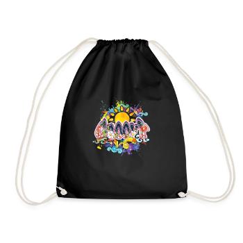 Groovy Hippie Peace Sun - Drawstring Bag - black - Front