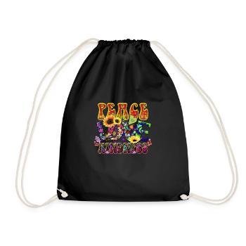 Peace Love Kindness hippie peace - Drawstring Bag - black - Front
