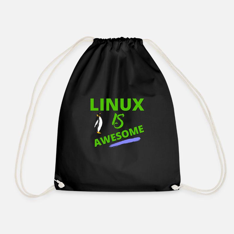 Linux is awesome - Gift for Computer Freaks - Drawstring Bag - black