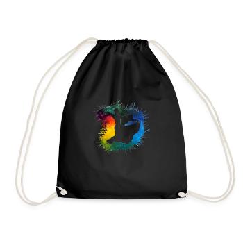 Standard Rainbow Dance Couple Watercolor Gradient - Drawstring Bag - black - Front