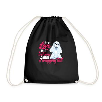 Cocker Spaniel Liebe Ist Nass Nase Wedeln Schwanz - Turnbeutel - Schwarz - Vorne