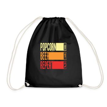 Popcorn Beer Repeat - Drawstring Bag - black - Front