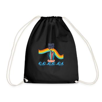 rainbow surfboard - Drawstring Bag - black - Front