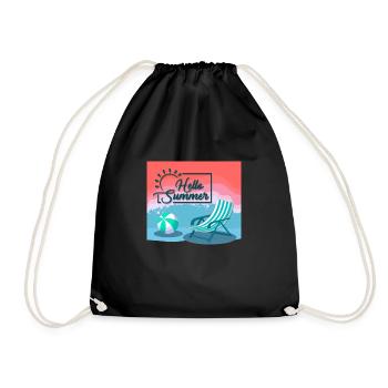 hello summer, hello summer - Drawstring Bag - black - Front