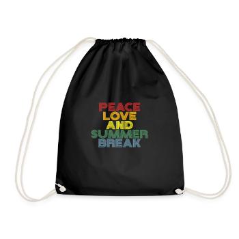 Peace Love and Summer Break Retro Vintage - Drawstring Bag - black - Front