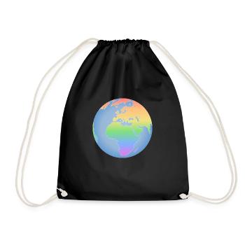 Erde Kontinente Welt LGBT Regenbogen queer Pastell - Turnbeutel - Schwarz - Vorne