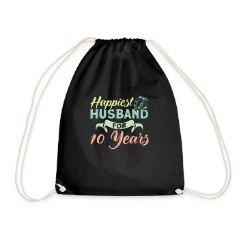 10th Wedding Anniversary Couple Design 10 Years of Marriage - Drawstring Bag - black - Front