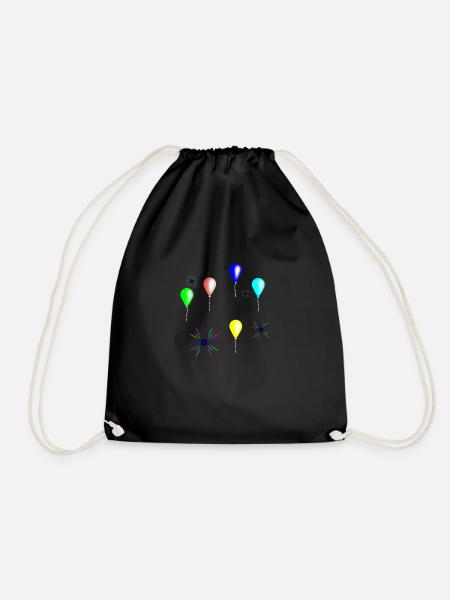 Celebration Balloons and fireworks - Drawstring Bag - black