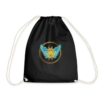 Sign of Light, Wings, Sun, SSL, Gold Rings - Drawstring Bag - black - Front