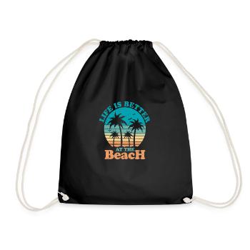 Lifes is better at the beach - Drawstring Bag - black - Front