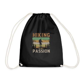 hiking is my passion gift idea Hiking - Drawstring Bag - black - Front