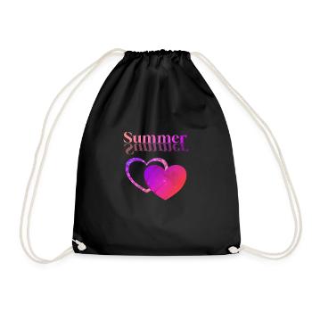 Summer Heart Purple Red - Drawstring Bag - black - Front