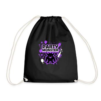 Partymonster lila - Turnbeutel - Schwarz - Vorne