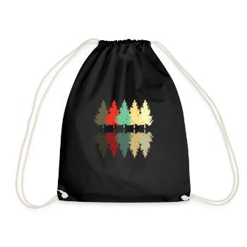 Forest Retro Trees Nature Hiker Forester Gift - Drawstring Bag - black - Front