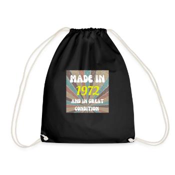 Made In 1972 Funny 50th Birthday Gifts - Drawstring Bag - black - Front