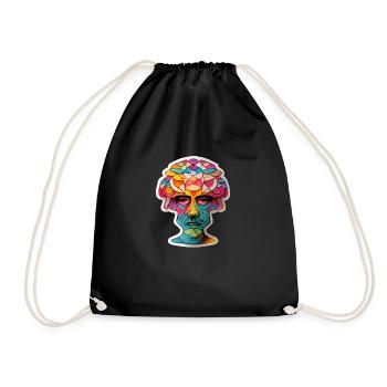 Psychedelic Head - Drawstring Bag - black - Front