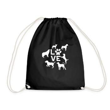 dog love - Drawstring Bag - black - Front