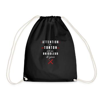 attention ce tonton est un bricoleur de génie - Sac de sport léger - noir - Devant