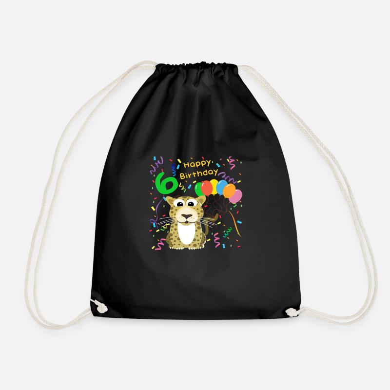 Happy Birthday Ich bin schon 6, Geburtstagsshirt - Turnbeutel - Schwarz