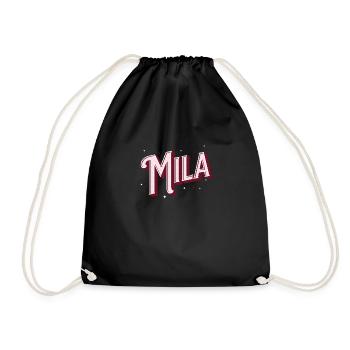 Mila Name tolle Mädchen Geschenkidee - Turnbeutel - Schwarz - Vorne