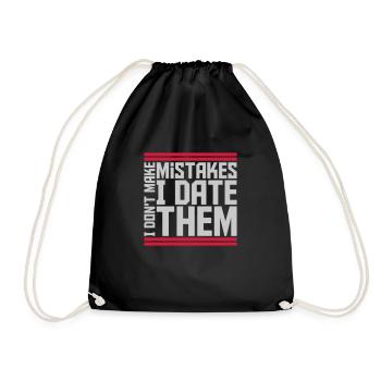 Date Mistakes Quote Logo - Drawstring Bag - black - Front