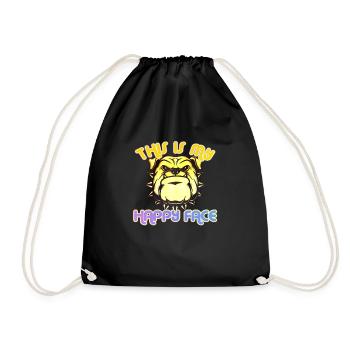 Angry face face angry Swedish Swedish dog - Drawstring Bag - black - Front