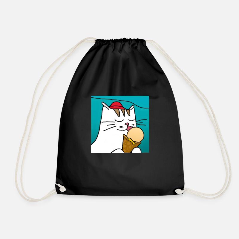 Katze mit Eis mit blauem Hintergrund - Turnbeutel - Schwarz