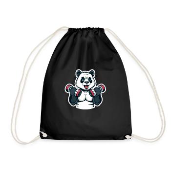 Pumpender Panda - Turnbeutel - Schwarz - Vorne