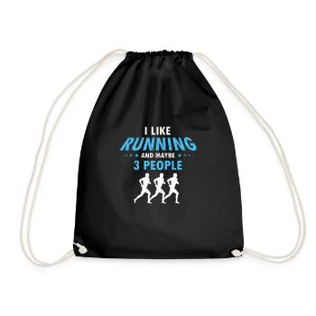 I Like Running & Maybe 3 People Awesome Funny - Drawstring Bag - black - Front