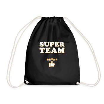 Super team, team + bachelor party - Drawstring Bag - black - Front