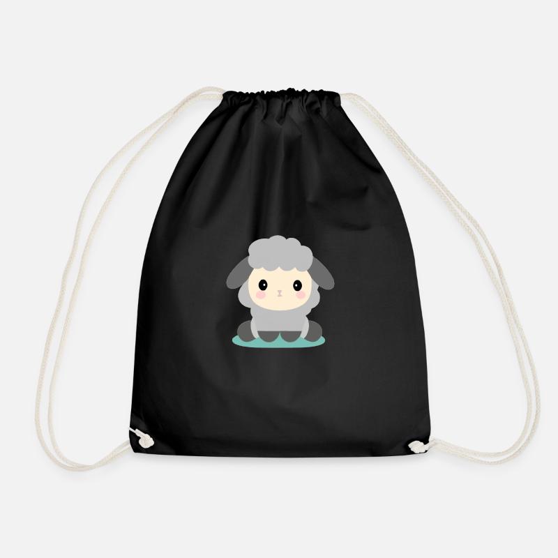 Sitzende Kawaii-Schafe - Turnbeutel - Schwarz