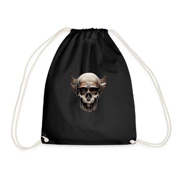 Wikinger Krieger Totenkopf - Turnbeutel - Schwarz - Vorne