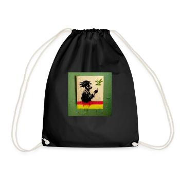 Rastafari smoking weed banksy style - Turnbeutel - Schwarz - Vorne