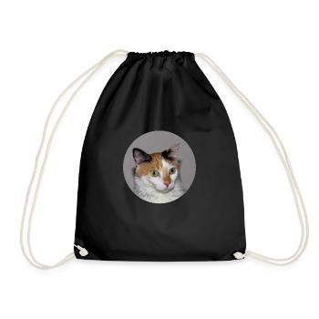 the cat of the day - Drawstring Bag - black - Front